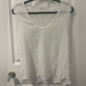 Zara W&B Collection White Top with Lace in the back
